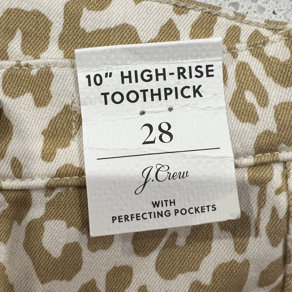 J. Crew Size 28 Jeans 10" High Rise Toothpick Animal Print Safari Leopard NEW - Picture 4 of 15